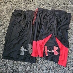 Under Armour Black and Red Athletic Shorts